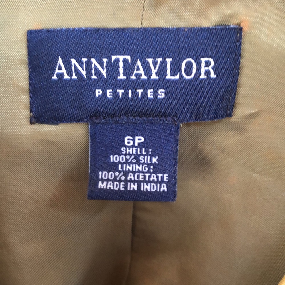 Ann Taylor Silk Wrap Around Top- 6 P (Green, Tan, Gold & White Plaid) - Picture 3 of 11